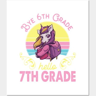 Unicorn Teacher Senior Student Bye 6th Grade Hello 7th Grade First Day Of School Posters and Art